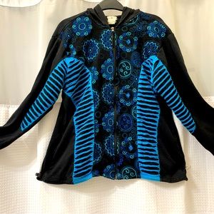 Sweat Shirt with full zipper and hood. Fabulous Colour. Size X-Large.